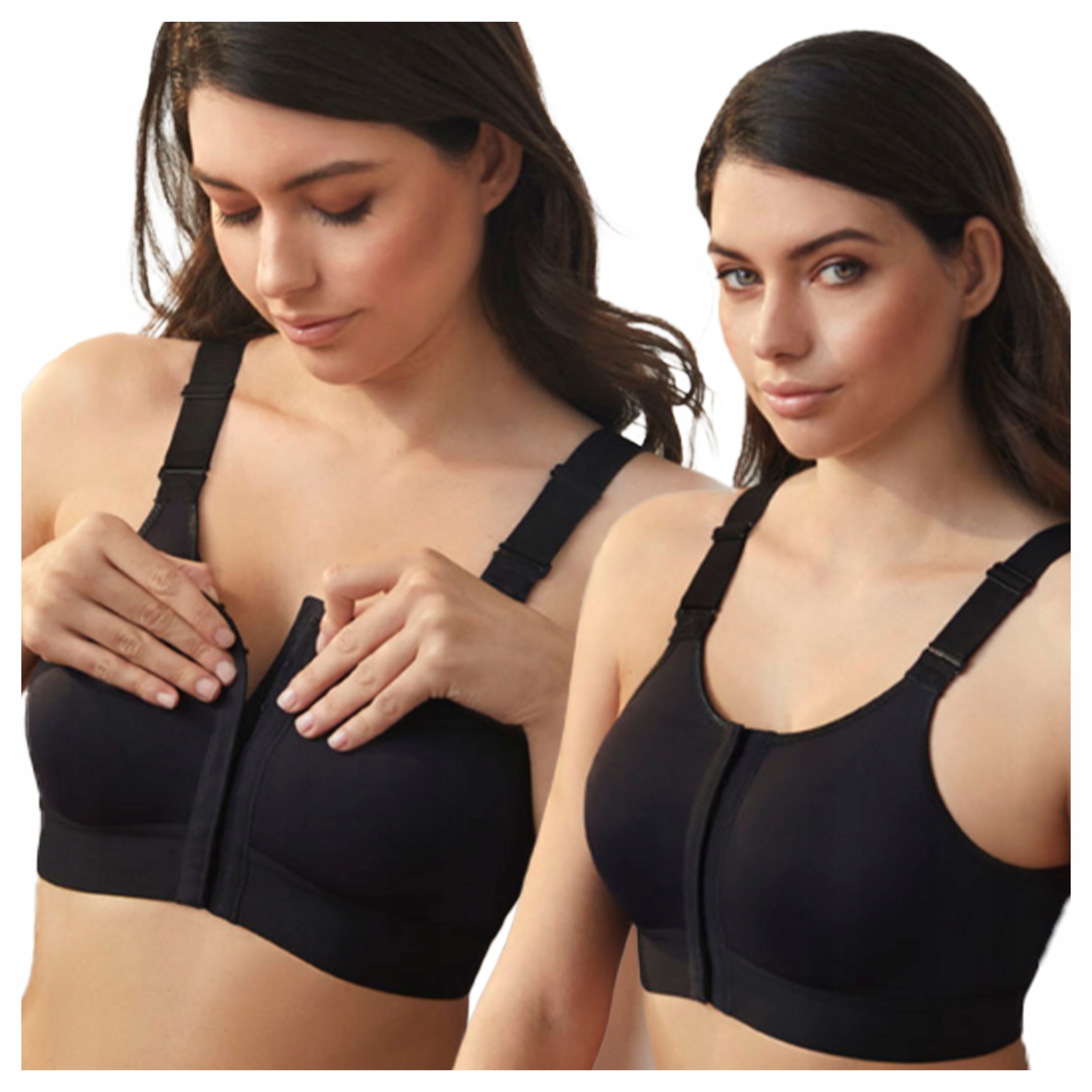 Komfortní podprsenka bez kostic, měkká, s předním zapínáním, černá, 80B