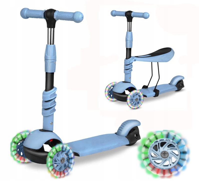 HULAJNOGA BALANSOWA 3W1 JEŹDZIK TRÓJKOŁOWA LED NIEBIESKA