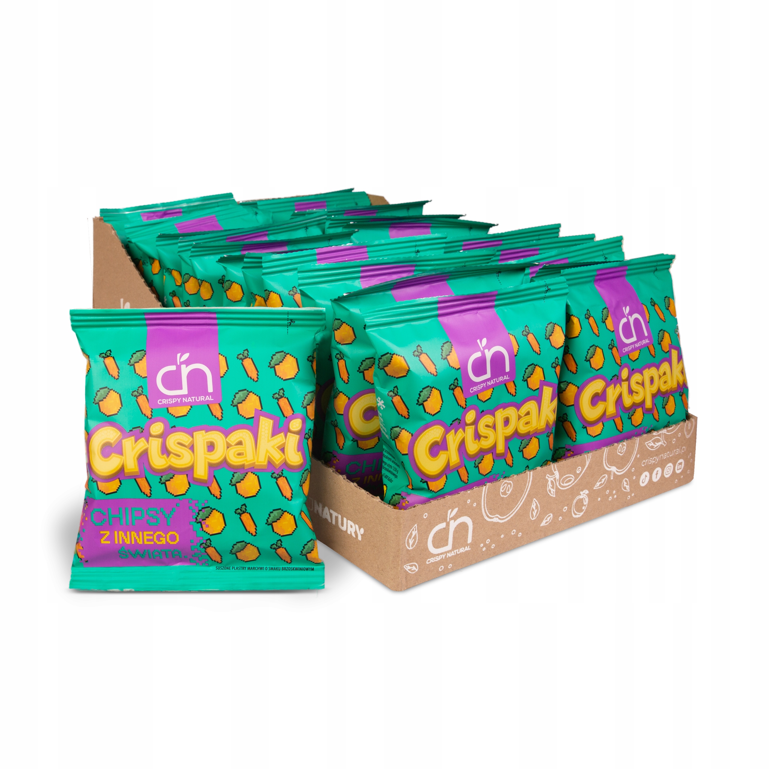 Levně Mrkev s broskvovou příchutí 24 kusů Crispy Natural Sušená mrkev