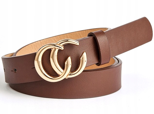 

pasek elegancki Damski klamra złota skórzany