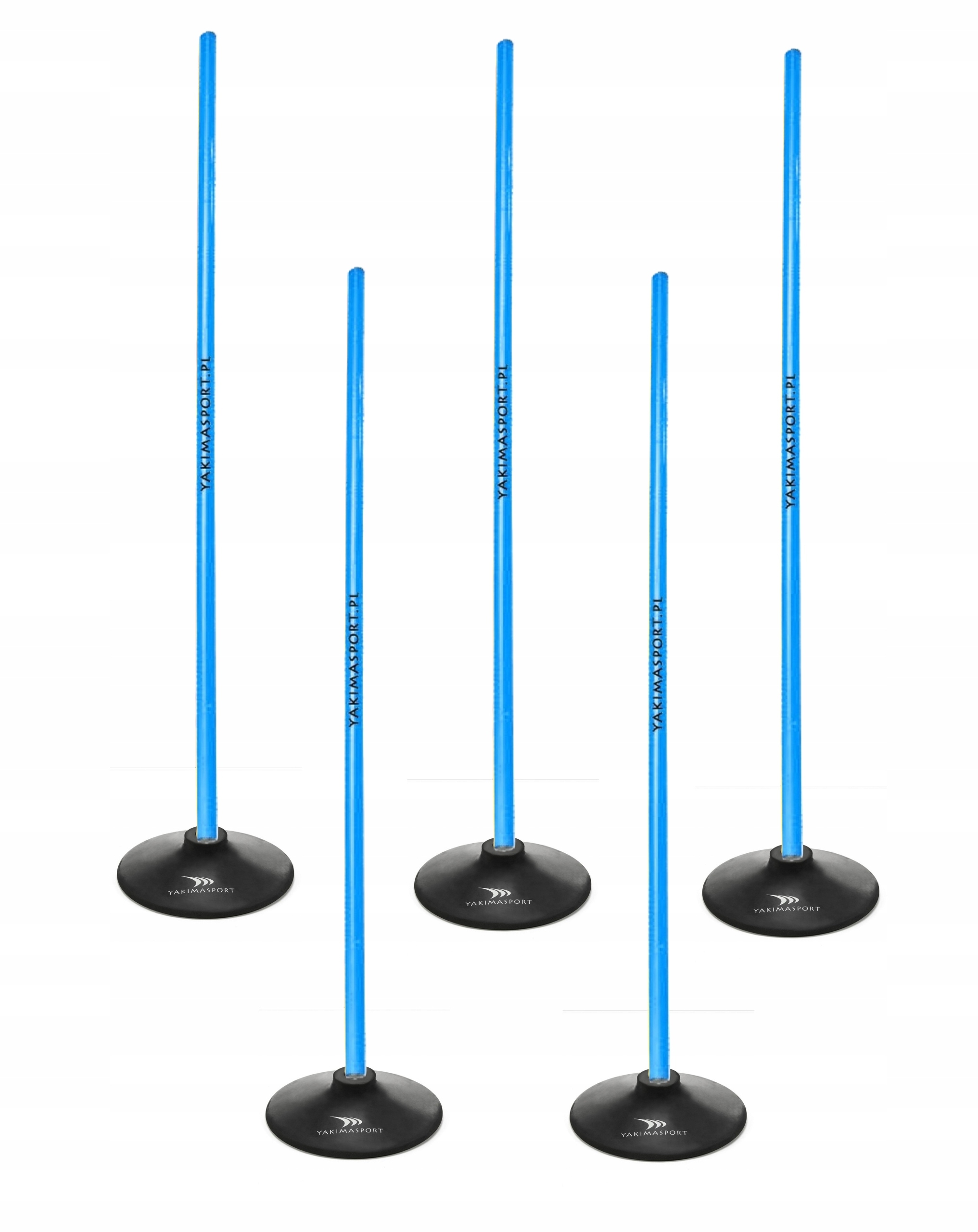 Slalomová překážková dráha 5 x 100 cm s hůlkami základna 1,5 kg modrá