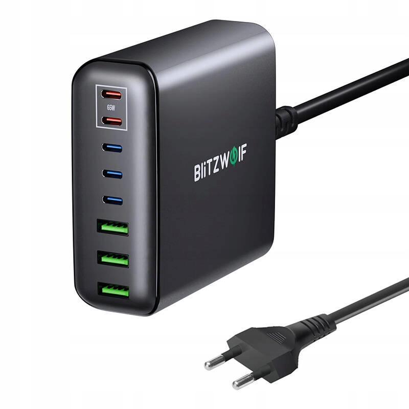 Blitzwolf Síťová nabíječka 250W GaN 3x USB-a 6x Usb-c Pd 3.0 Qc 3.0 Afc