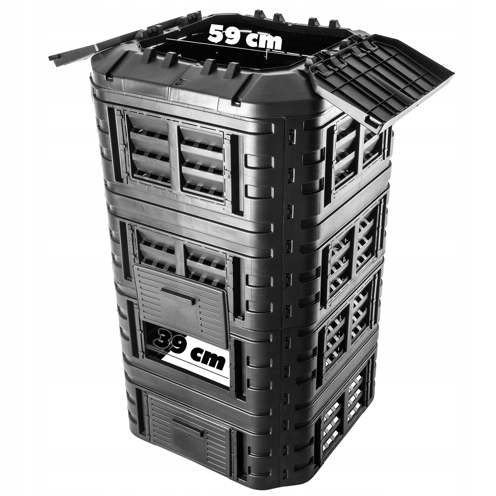 KOMPOSTOWNIK OGRODOWY MODUŁOWY 1260L MROZOODPORNY CAŁOROCZNY CZARNY Producent Kadax