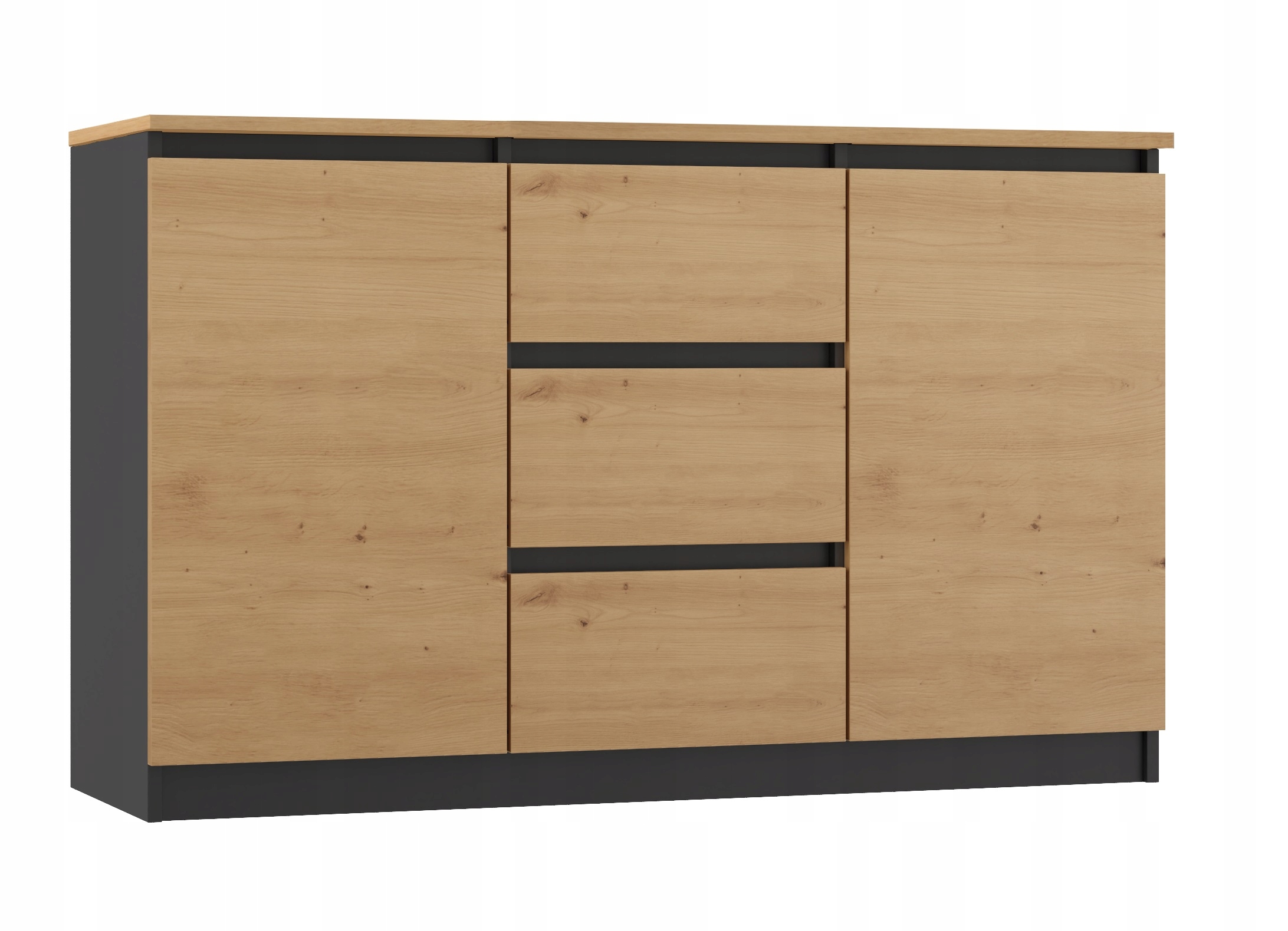 Komoda z szufladami pojemna do salonu dąb artisan antracyt 120 x 40x75cm