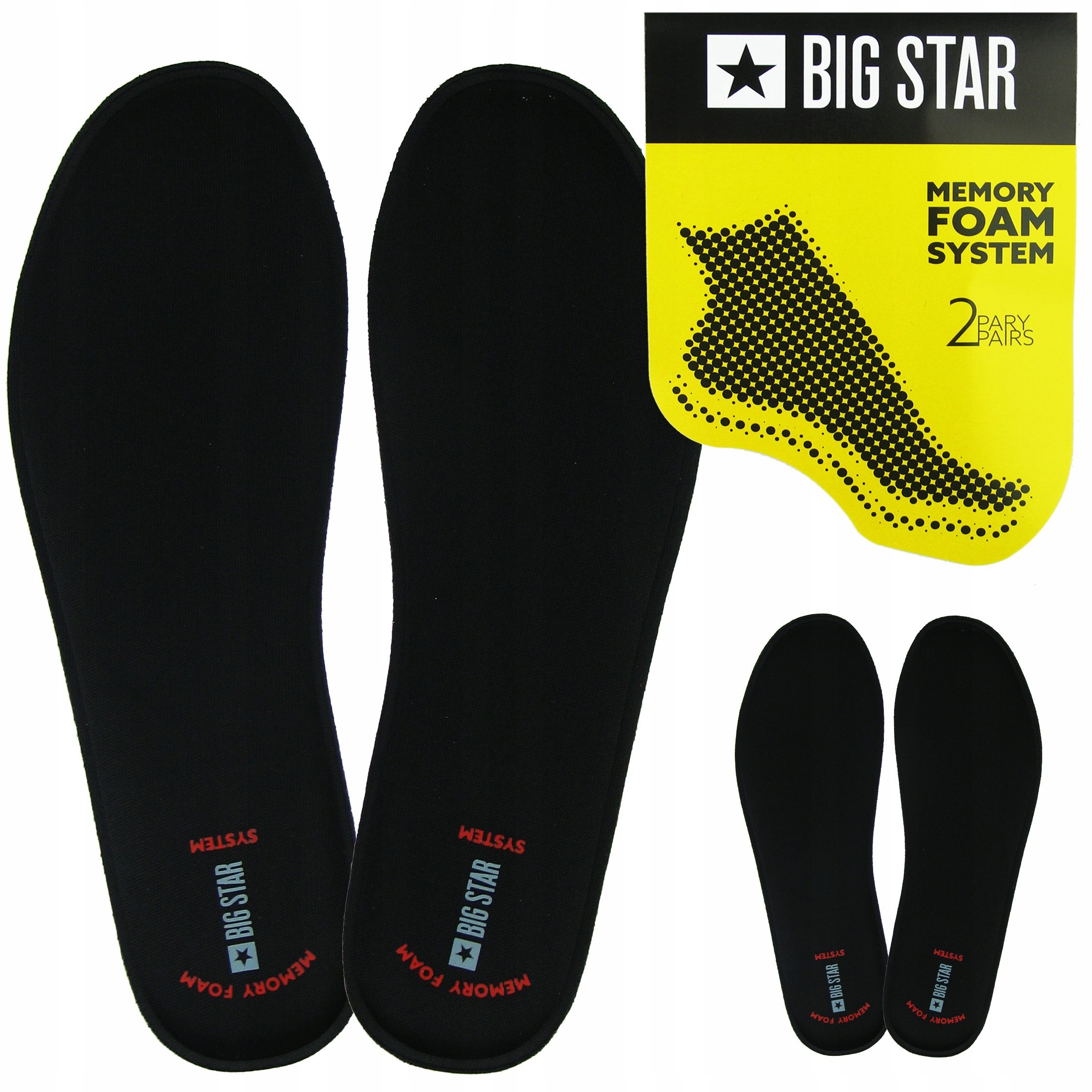 Wkładki do butów MEMORY FOAM BIG STAR 2 pary 36