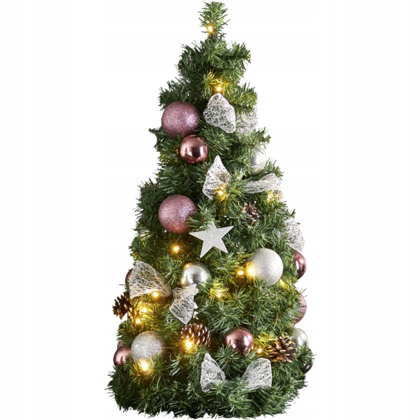 

Udekorowana choinka sztuczna z lampkami Led 65cm