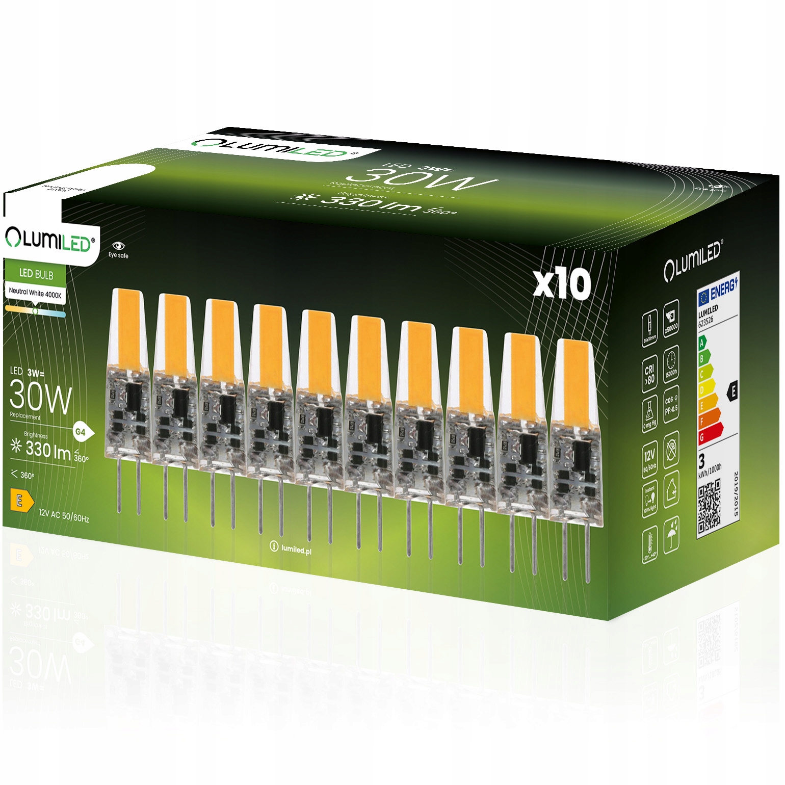 10x Żarówka LED G4 KAPSUŁKA 3W = 35W 4000K LUMILED