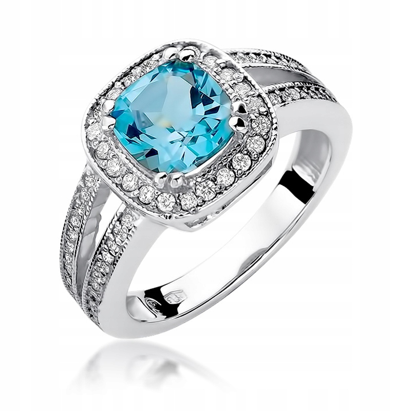 

Pierścionek Topaz Brylanty 0,41 Ct Białe Złoto 585