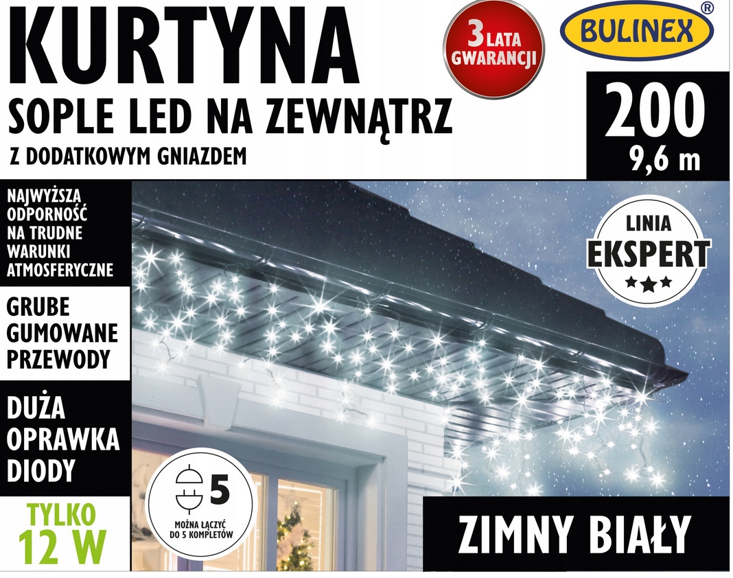 

Kurtyna Bulinex Sople 200LED Zew 9,6m Biały Zimny