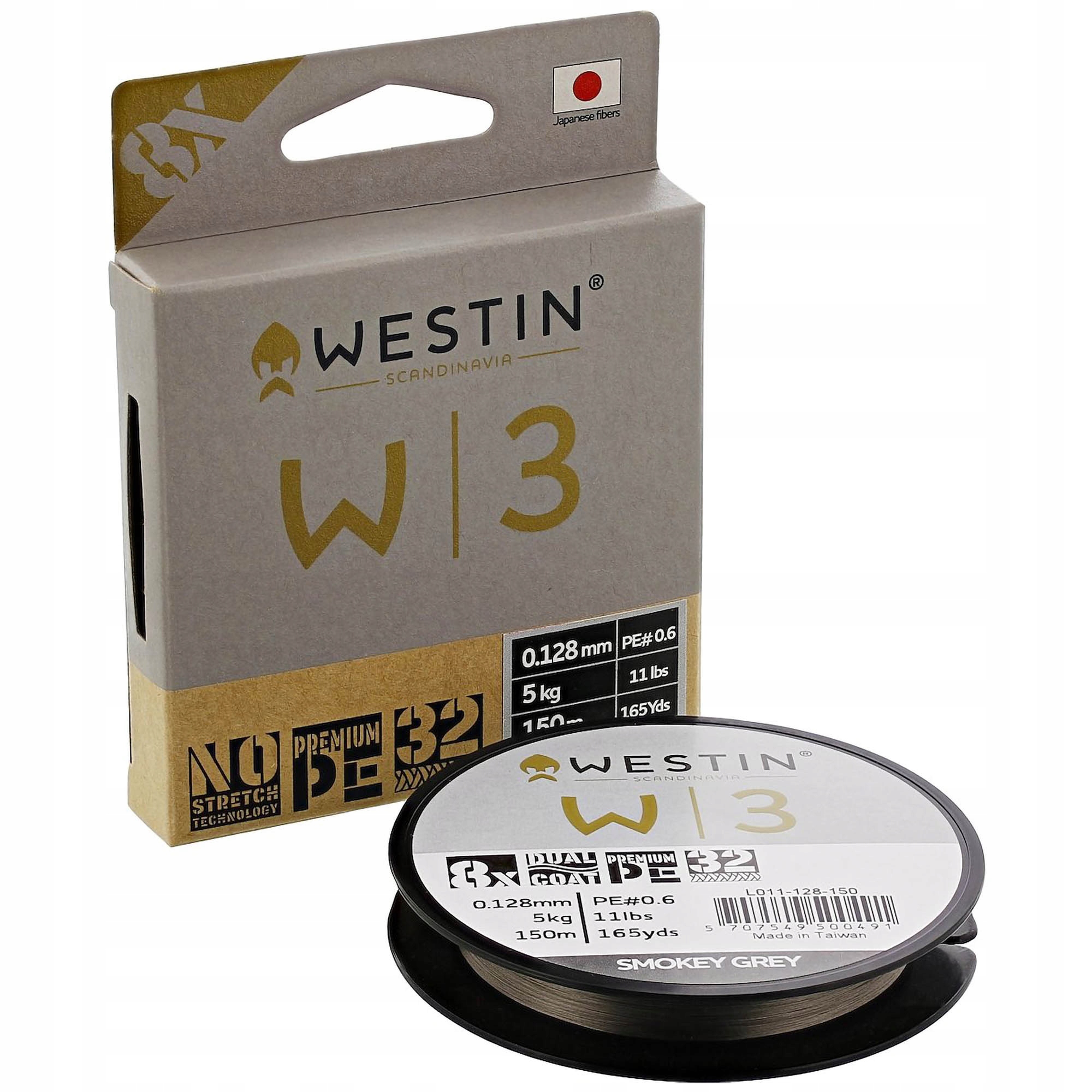 Plecionka Westin W3 8 Braid 0,128mm 150m 5kg 11Lbs Smokey Grey