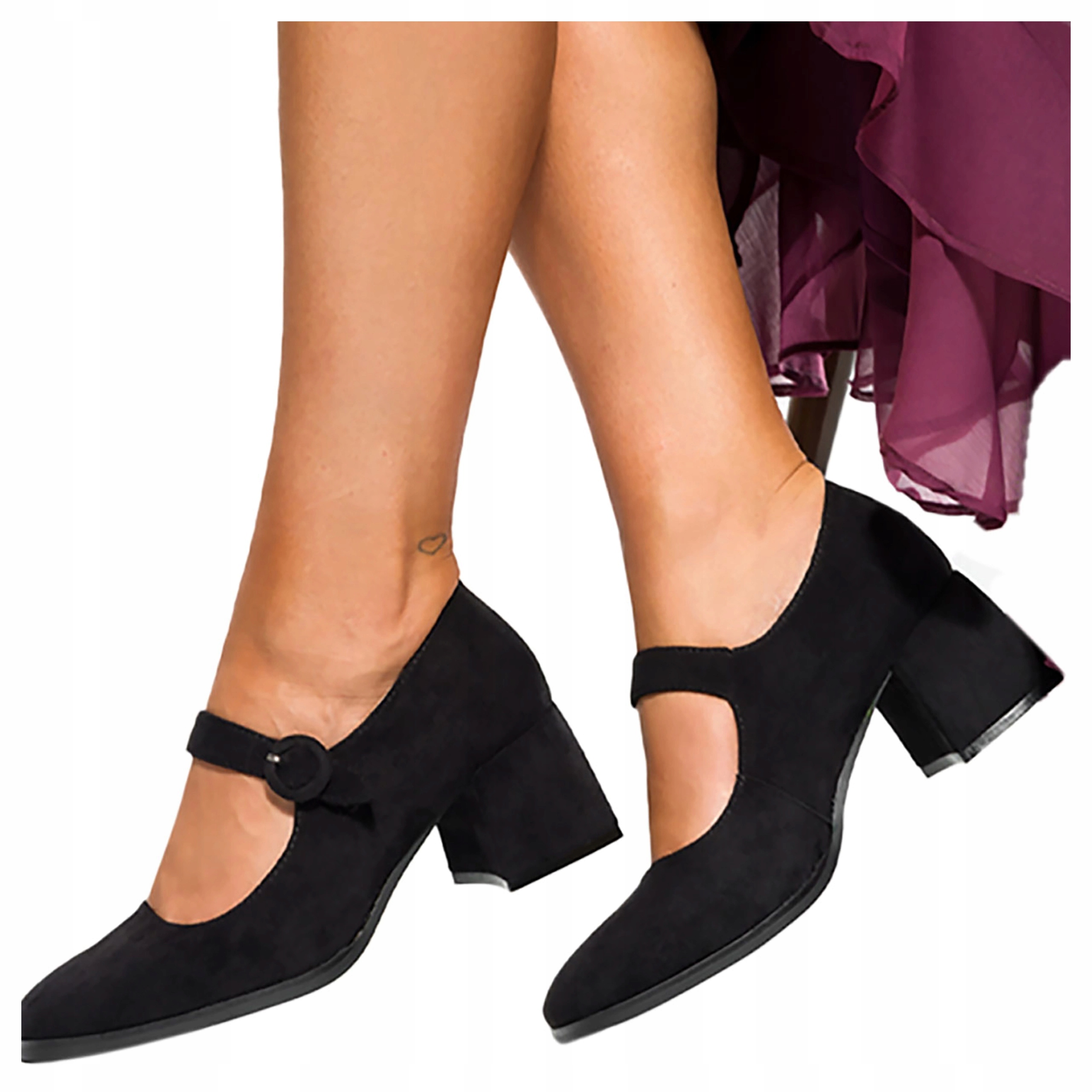 Černé Dámské Lodičky S Páskem Mary Jane Na Kotníku Polobotky Modne r 39