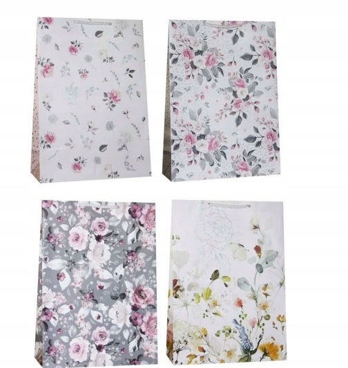 Torebka na prezenty urodzinowa MALOWANE KWIATY XL 1szt