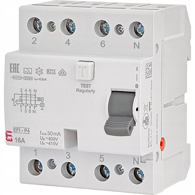 

EFI6-P4 Ac 40/0.03 Wyłącznik różnicowoprądowy 6 kA