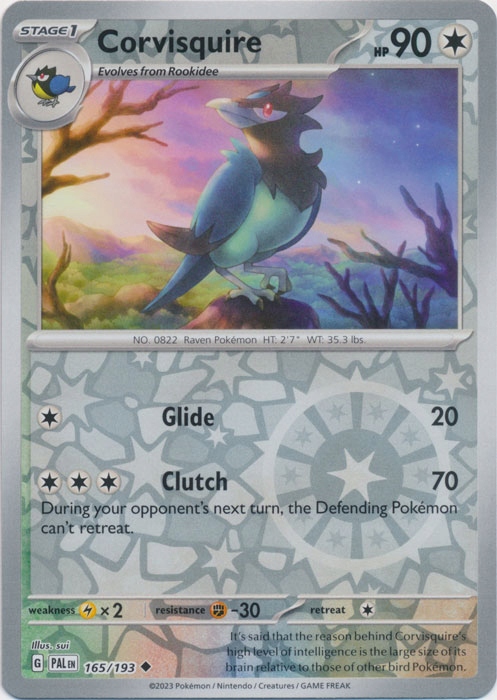 Corvisquire 165/193 Reverse Holo Pokemon