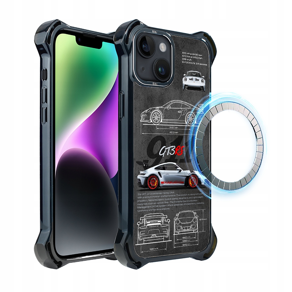 Pouzdro pro iPhone 14 Ibizu DropGuard Ultra s MagSafe, TechDrive, 911 GT3 Rs