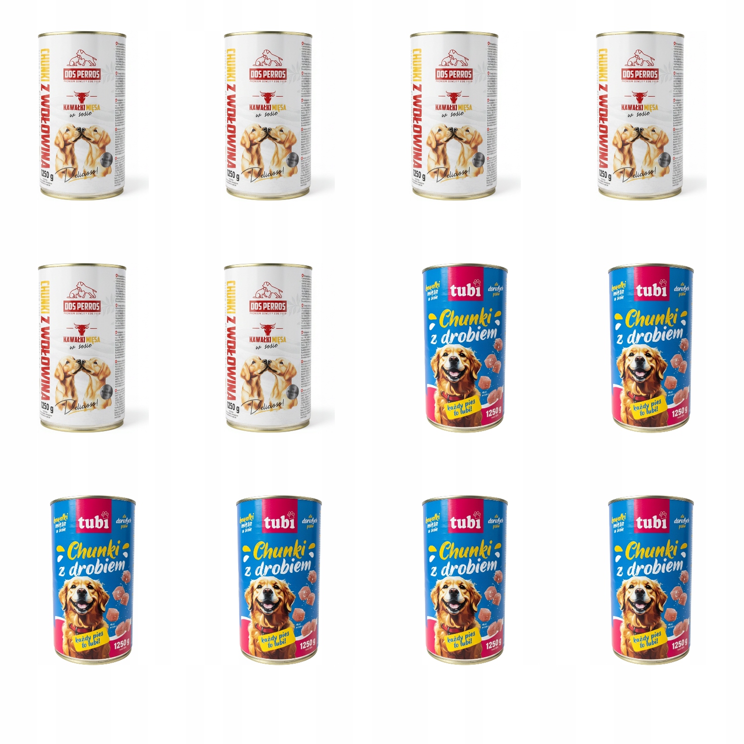 Levně Vlhké Krmivo Pro Psa Plechovka MIX Chutí Hovězí Drůbež 12x1250G