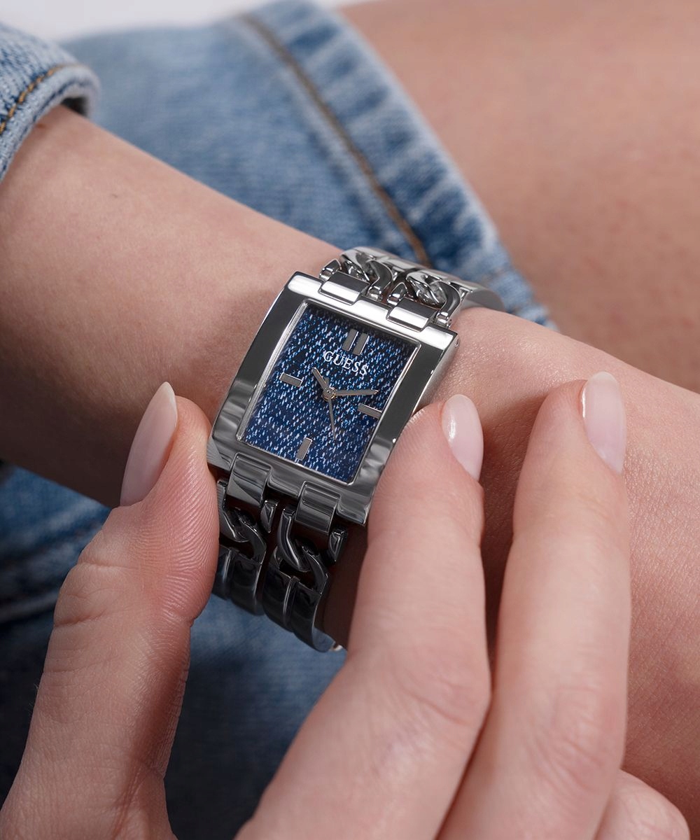 Guess Mod ID dámské stříbrné džínové hodinky GW0807L1