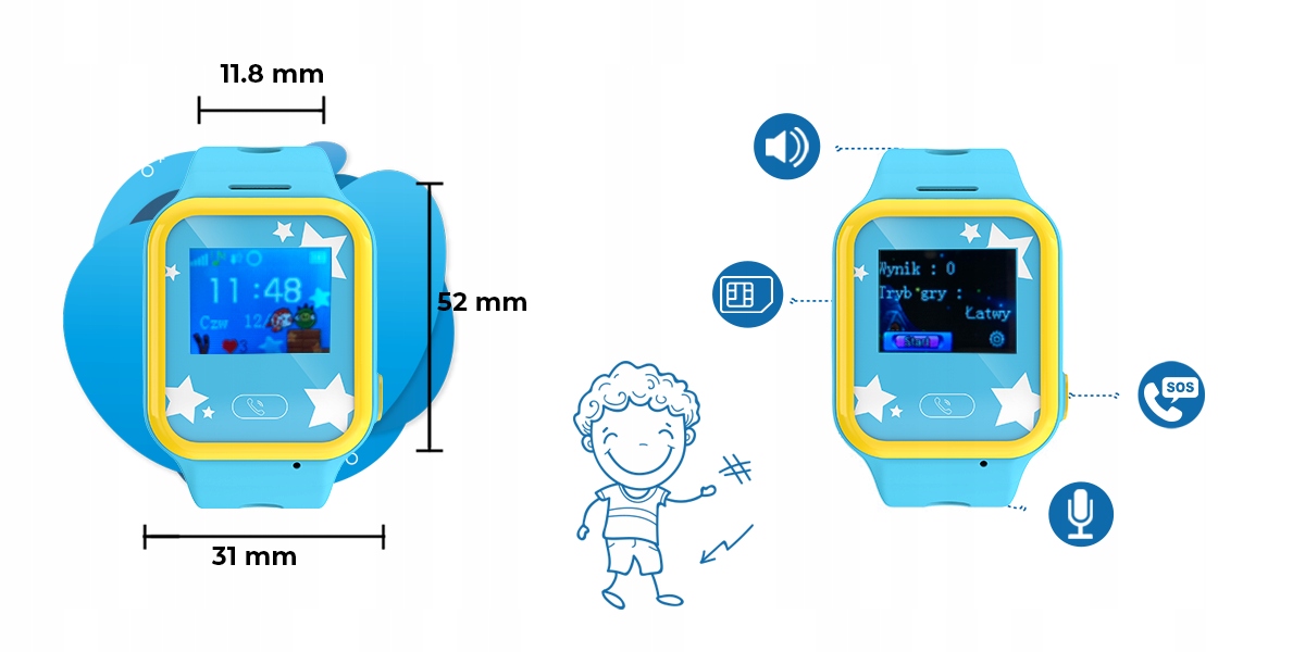SMARTWATCH DLA DZIECI GPS CALMEAN MINI +GRATIS Marka CALMEAN
