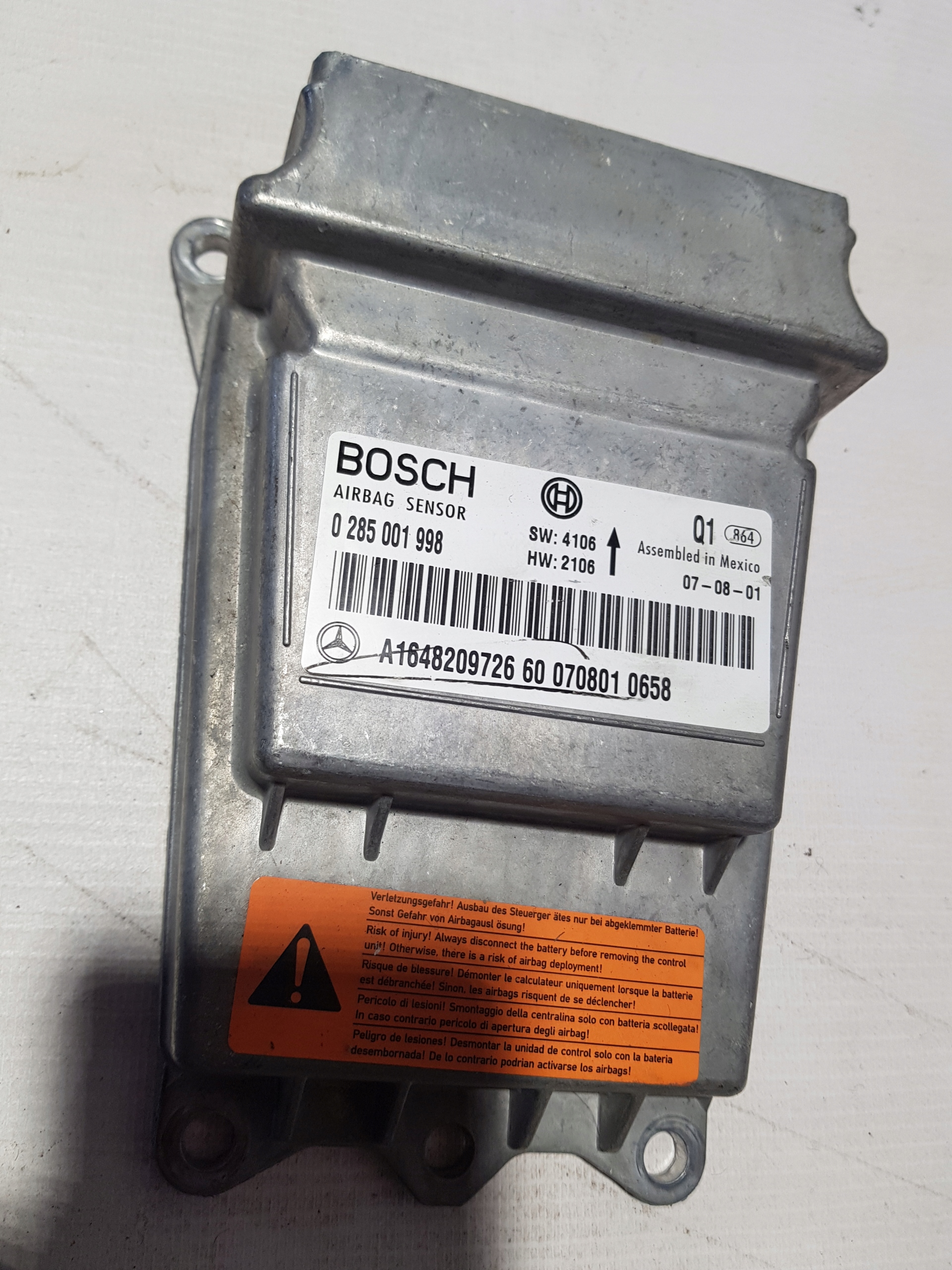 MERCEDES ML W164 SENSOR modulo airbag airbag
