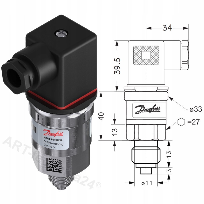 Przetwornik ciśnienia Danfoss MBS 3000, 0-1bar, 4-20mA, G1/4" Kod producenta DAN-060G1113
