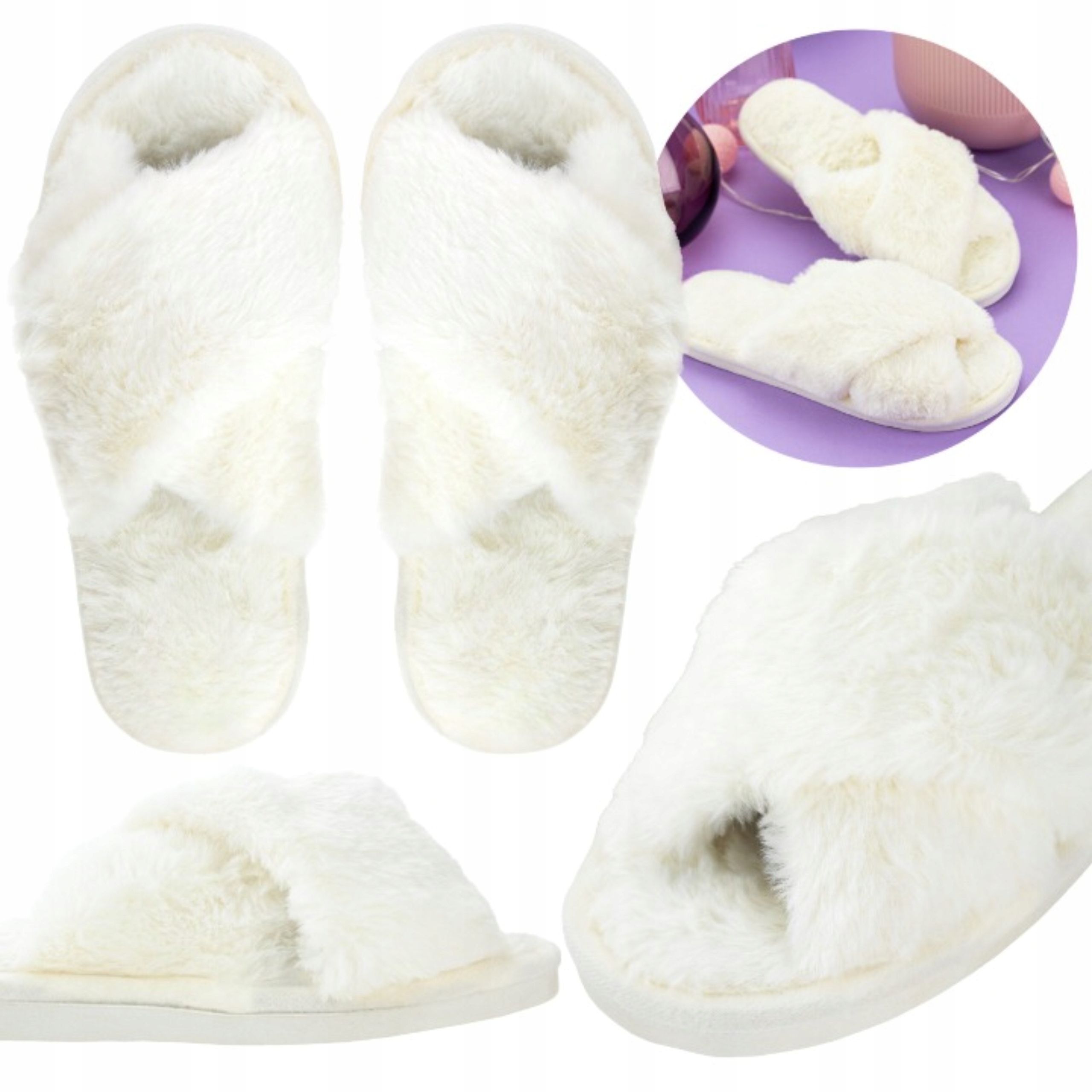 CIAPY KAPCIE DAMSKIE Z FUTERKIEM PANTOFLE DOMOWE LACZKI PAPCIE PREZENT Marka Eddcom