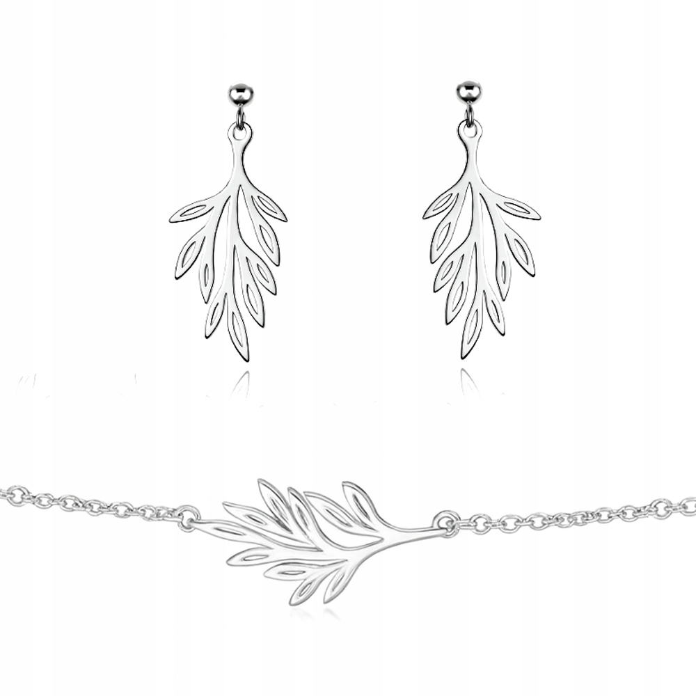 Stříbrné šperky s olivovou Větvička , symbolem míru, Stříbro ryzost 925