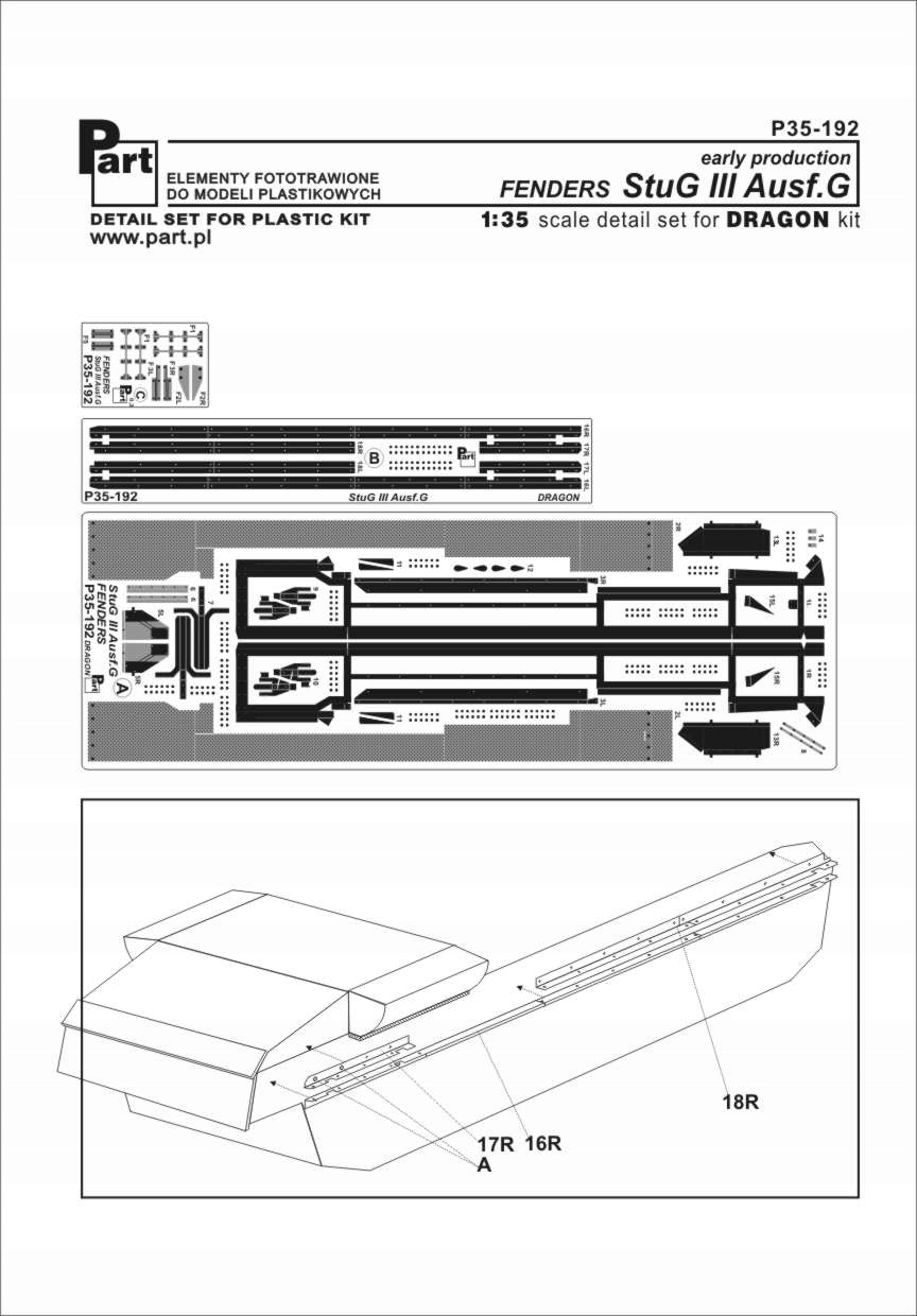 Část P35-192 1/35 Stug III Ausf.G raná (Dragon)