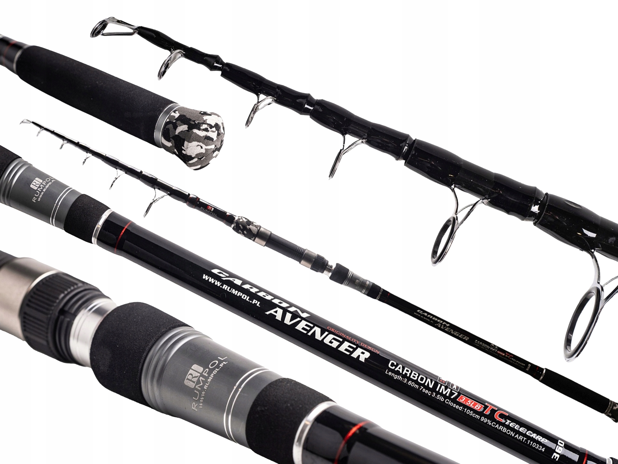 WĘDKA AVENGER TELESKOPOWA CARBON 4.2M 3.5 LBS RUMPOL KARPIOWA 420CM 110332