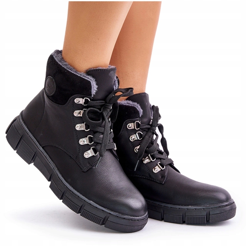 Kotníkové Boty Zateplené Na Zip Eko Kožené Dámské Černé 36