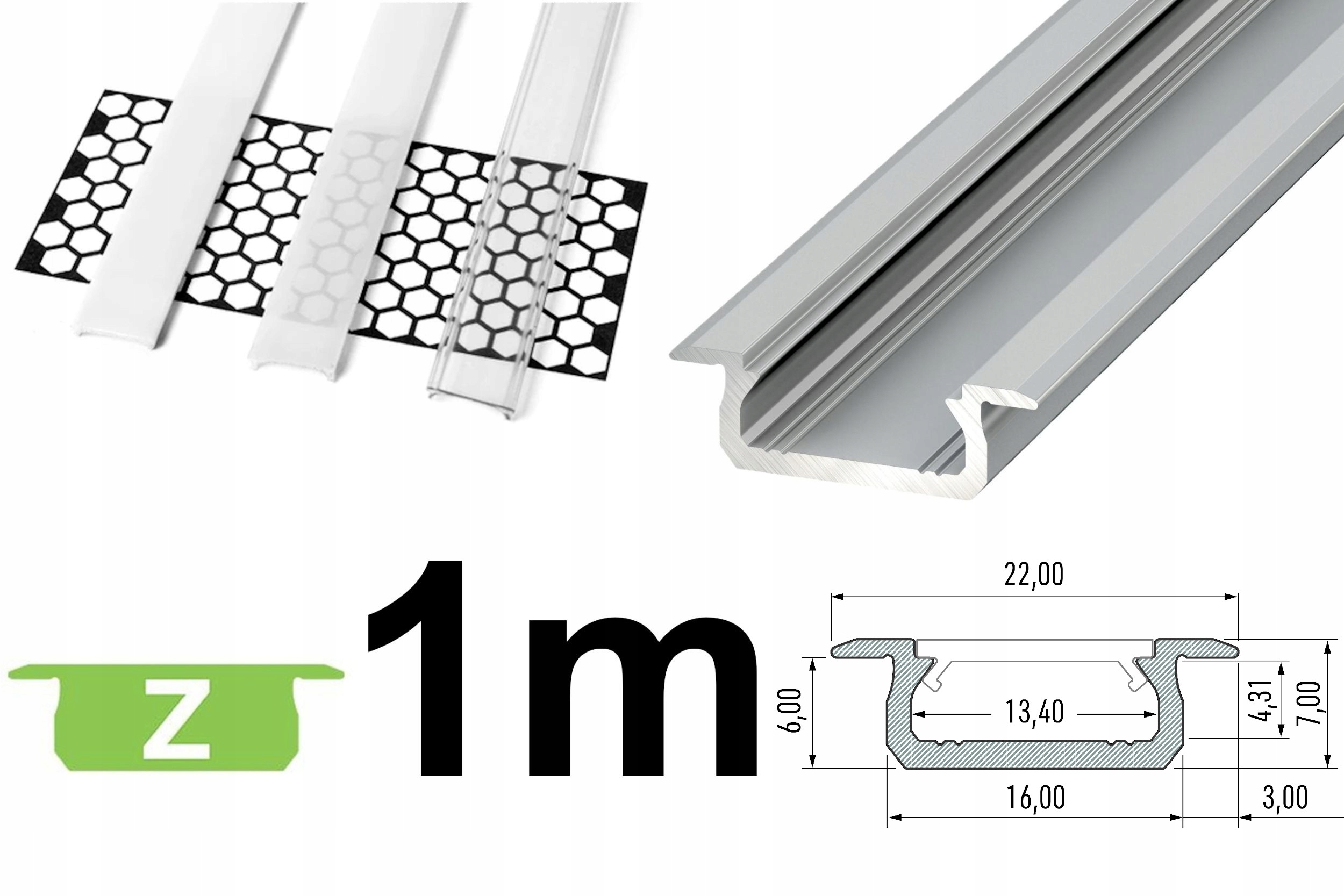 Profil do LED 1m płytki do schodów szafek płytek