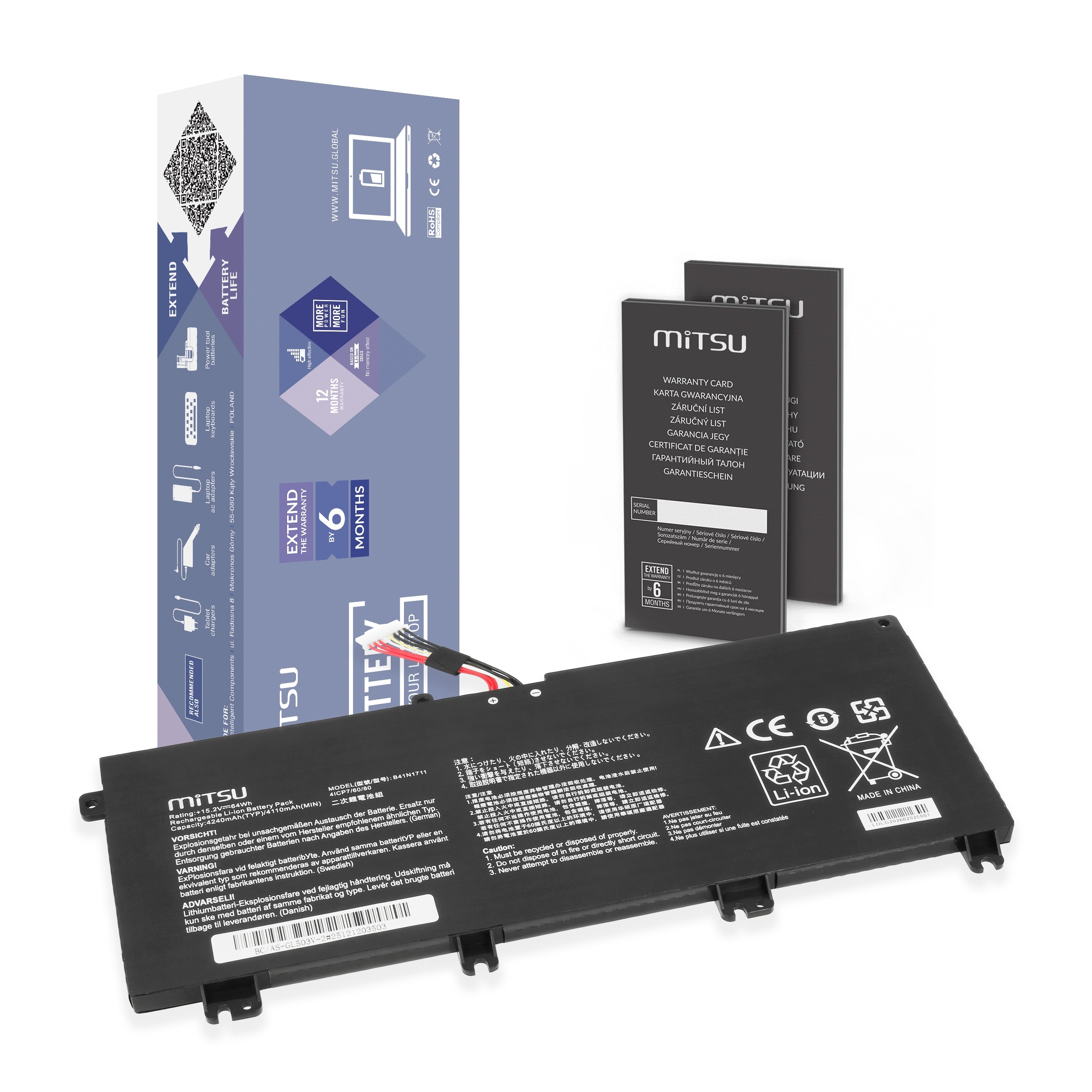 Bateria do Asus FX503V FX705 FX705D GL503G GL503VM B41N1711 B41N1711