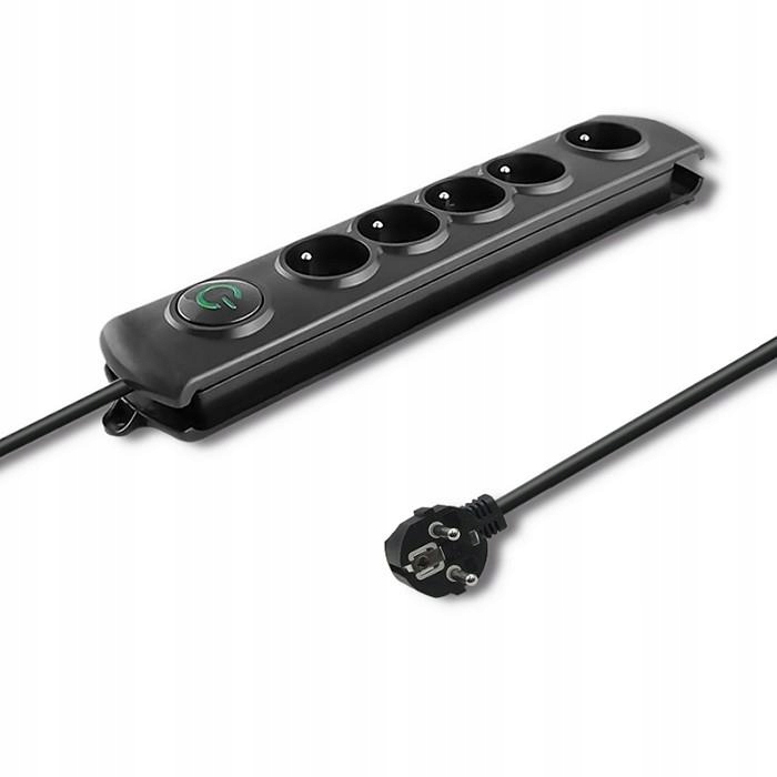 Qoltec Listwa Zasilająca Antypędzie Do Laptop Komputer 5 Gniazd Długi Kabel