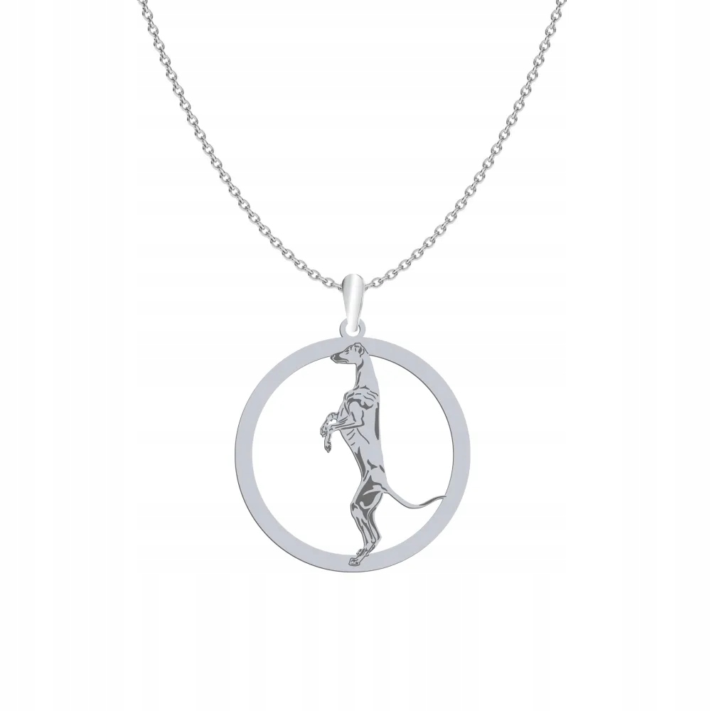 Stříbrný náhrdelník s psem Greyhound 925 Dárek Gravírování Dedikace Bonus