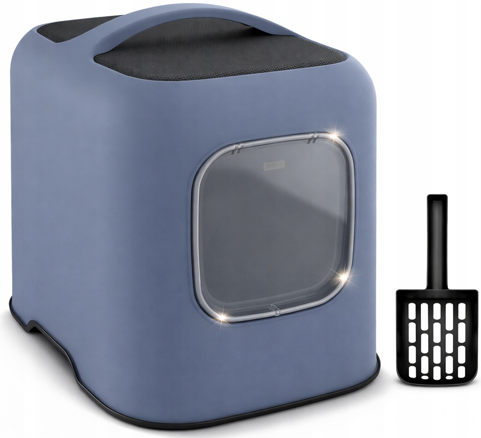 Rotho Biala kuweta zamknięta z Łopatką Niebieska