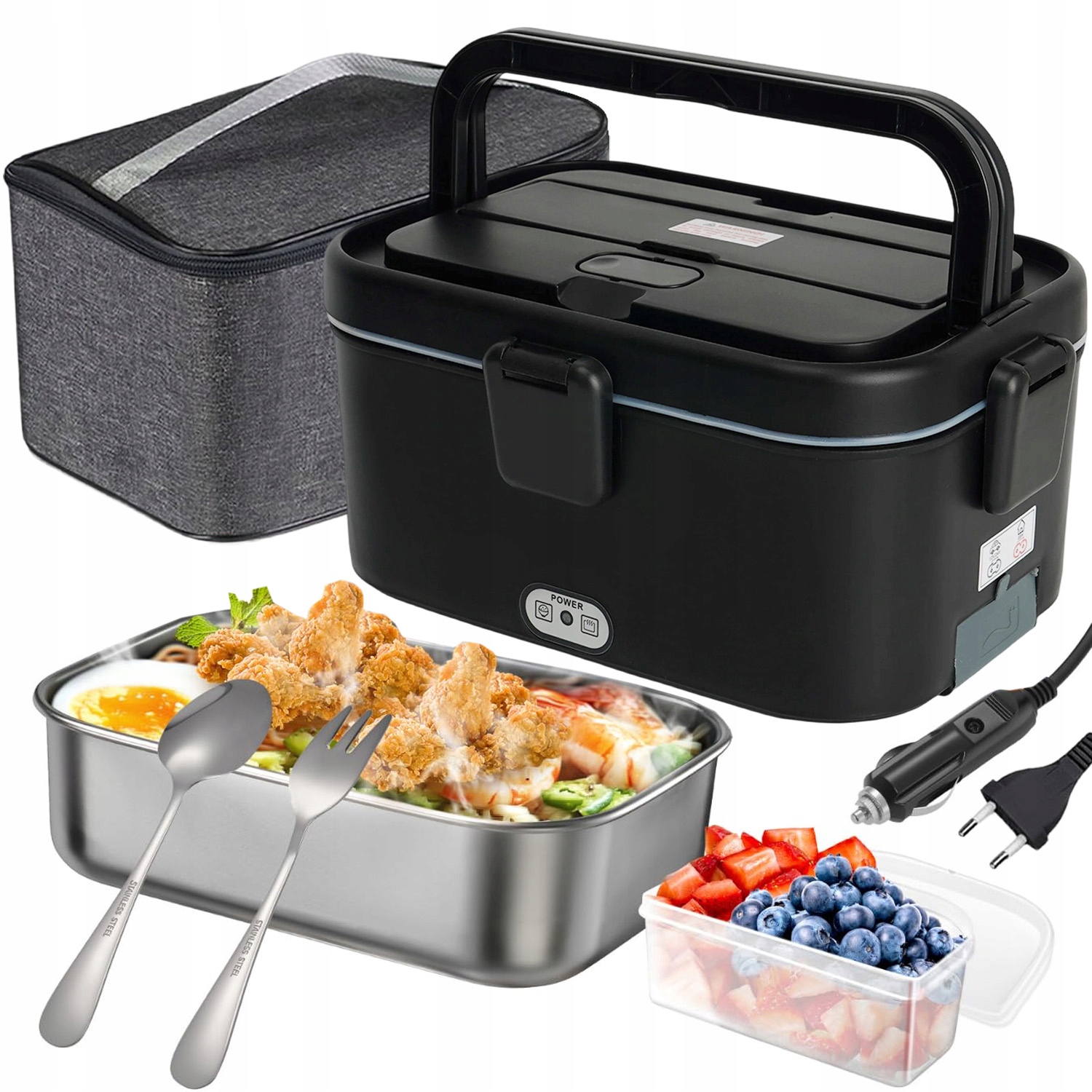 Dvoukomorový Elektrický Obědový Box S Ohřívačem Oběda 220/12/24 V Taška