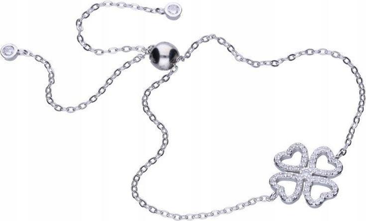 Stříbrný náramek 925 jetel zirkony 2,35 g s moderním módním vzorem