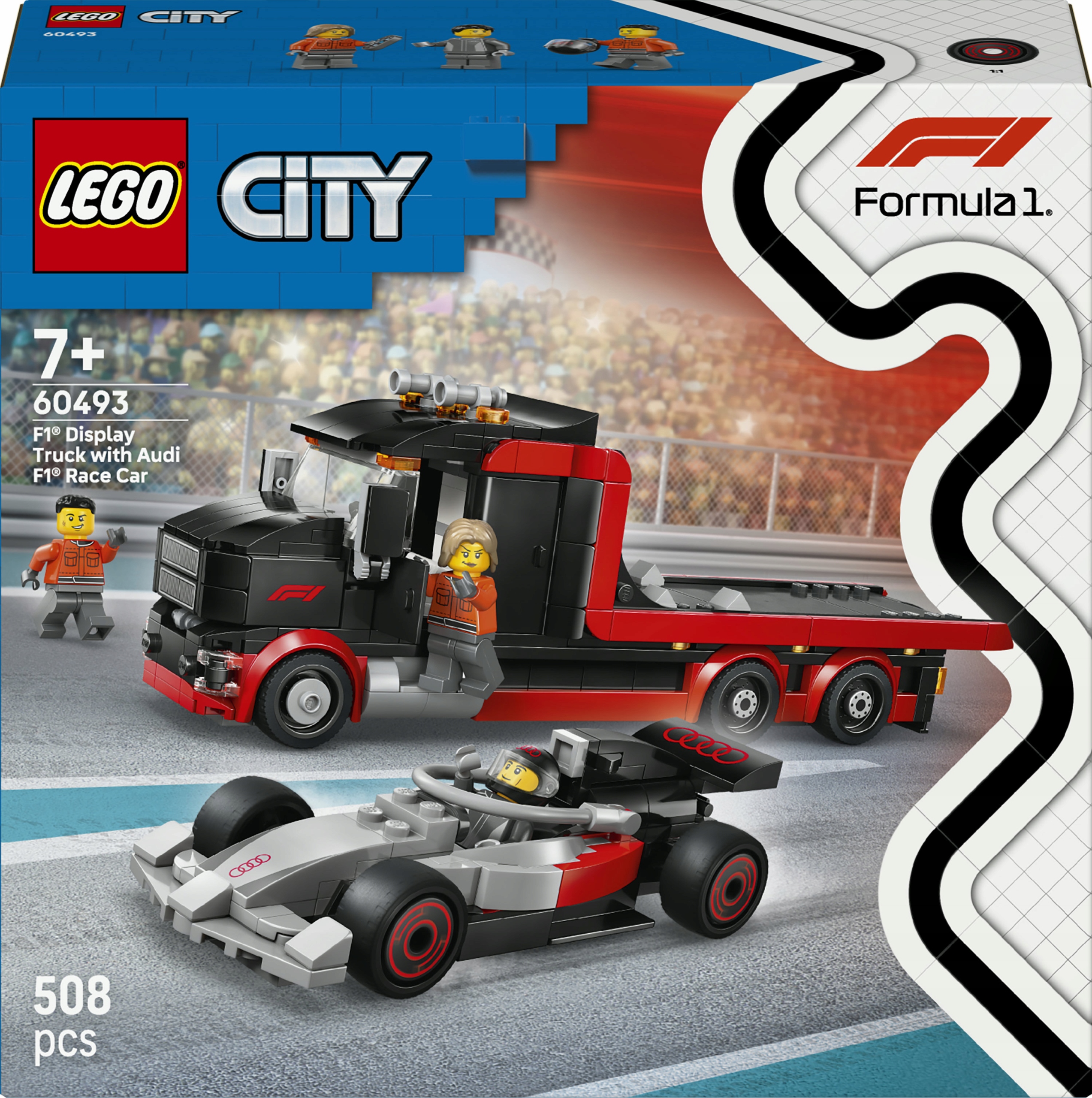 Lego City Ciężarówka F1 z bolidem Audi F1 60493