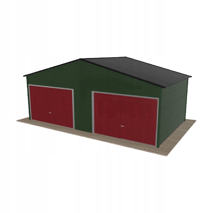 Plechová garáž 7x4 m, dvoupolohová, dvoupolohová, zelená