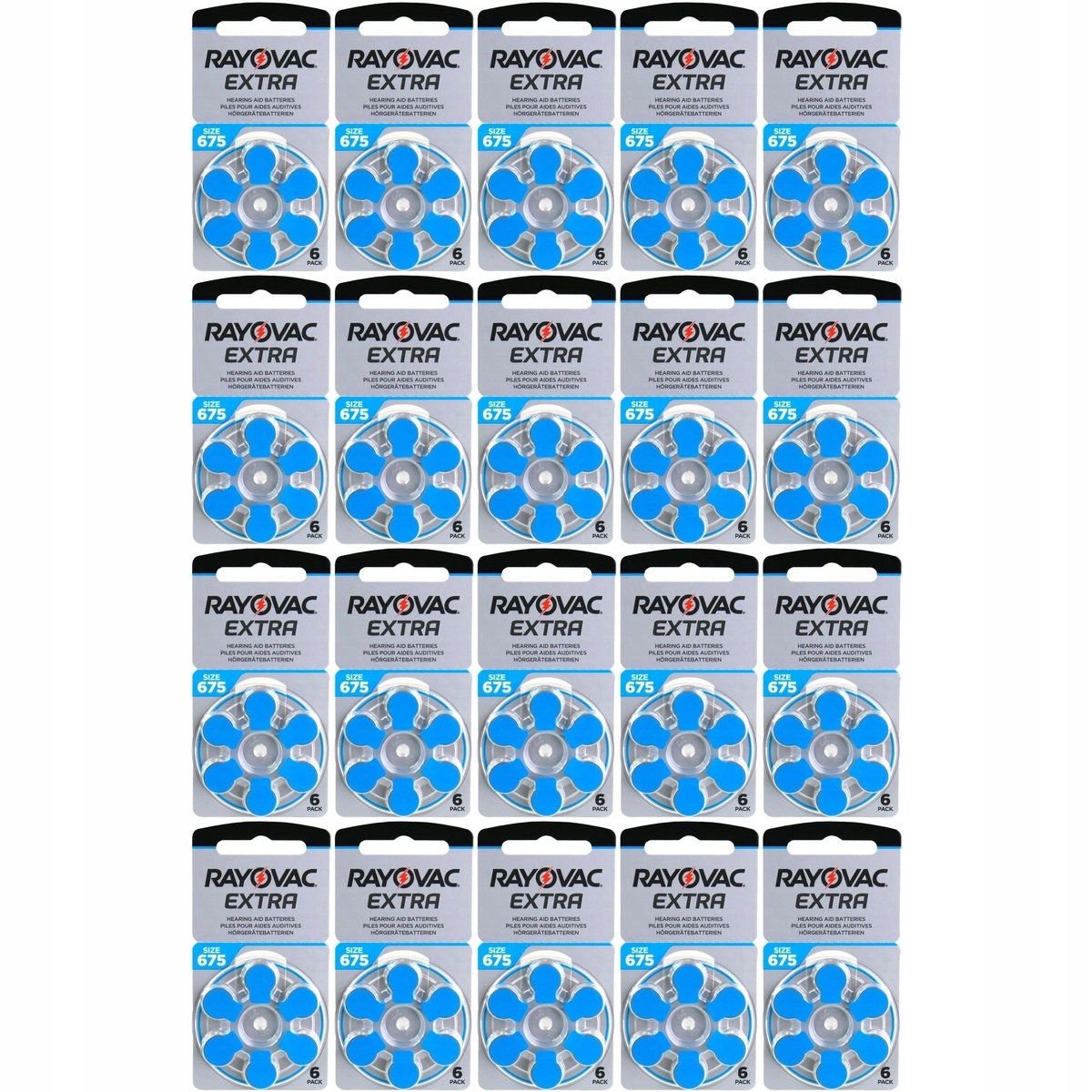 120x Rayovac Extra 675 bateria słuchowa do aparatów słuchowych