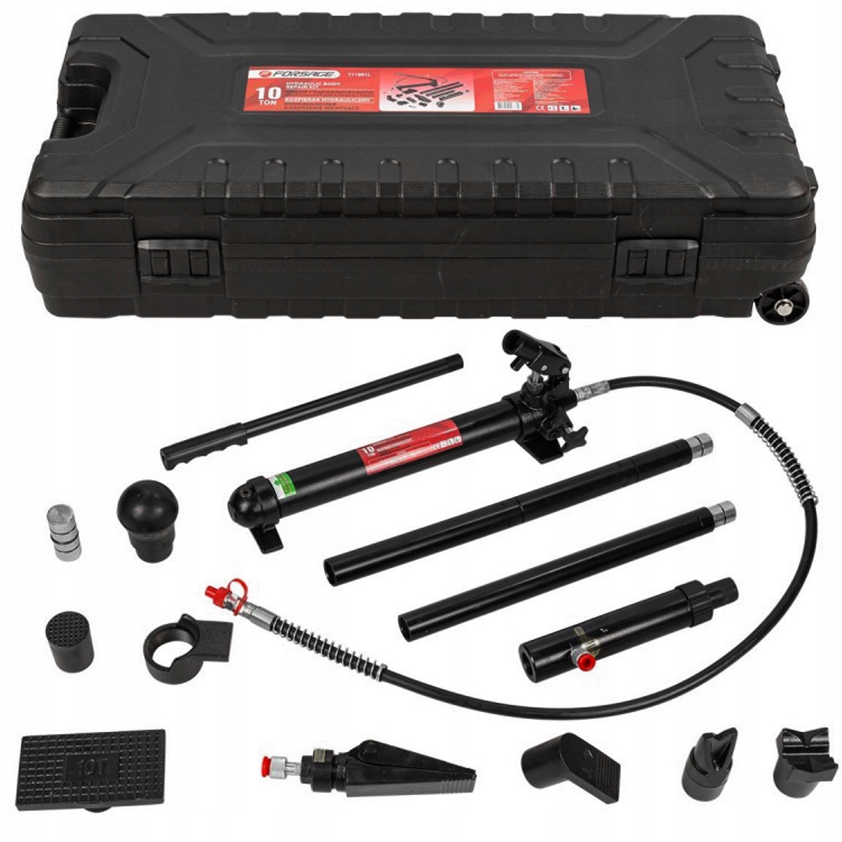 Sada hydraulických klampiarskych rozpierok 10 ton, príslušenstvo Forsage