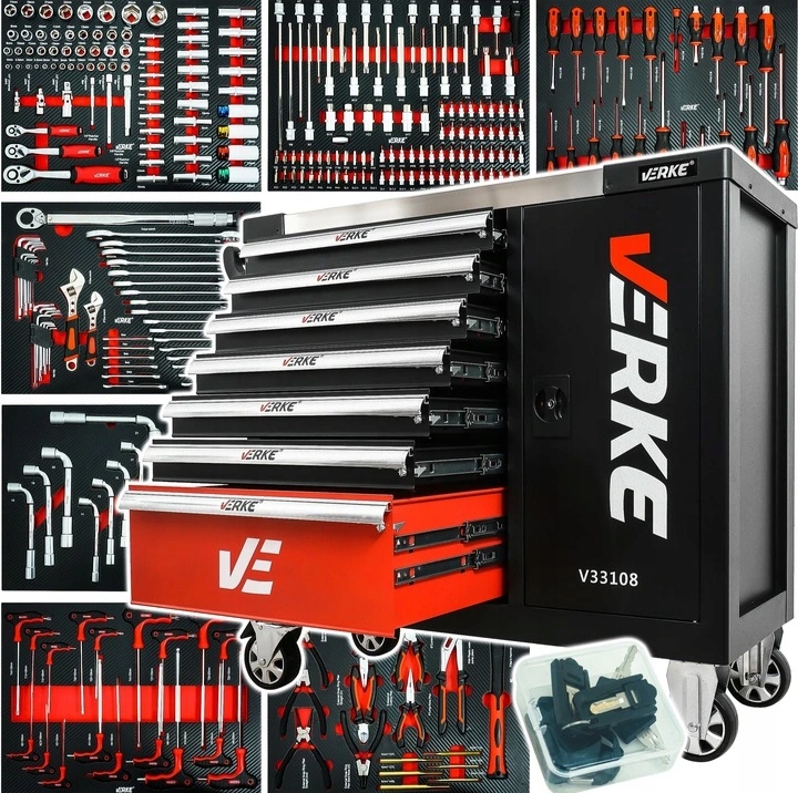 Szafka narzędziowa z wyposażeniem Verke V33110 298 el.