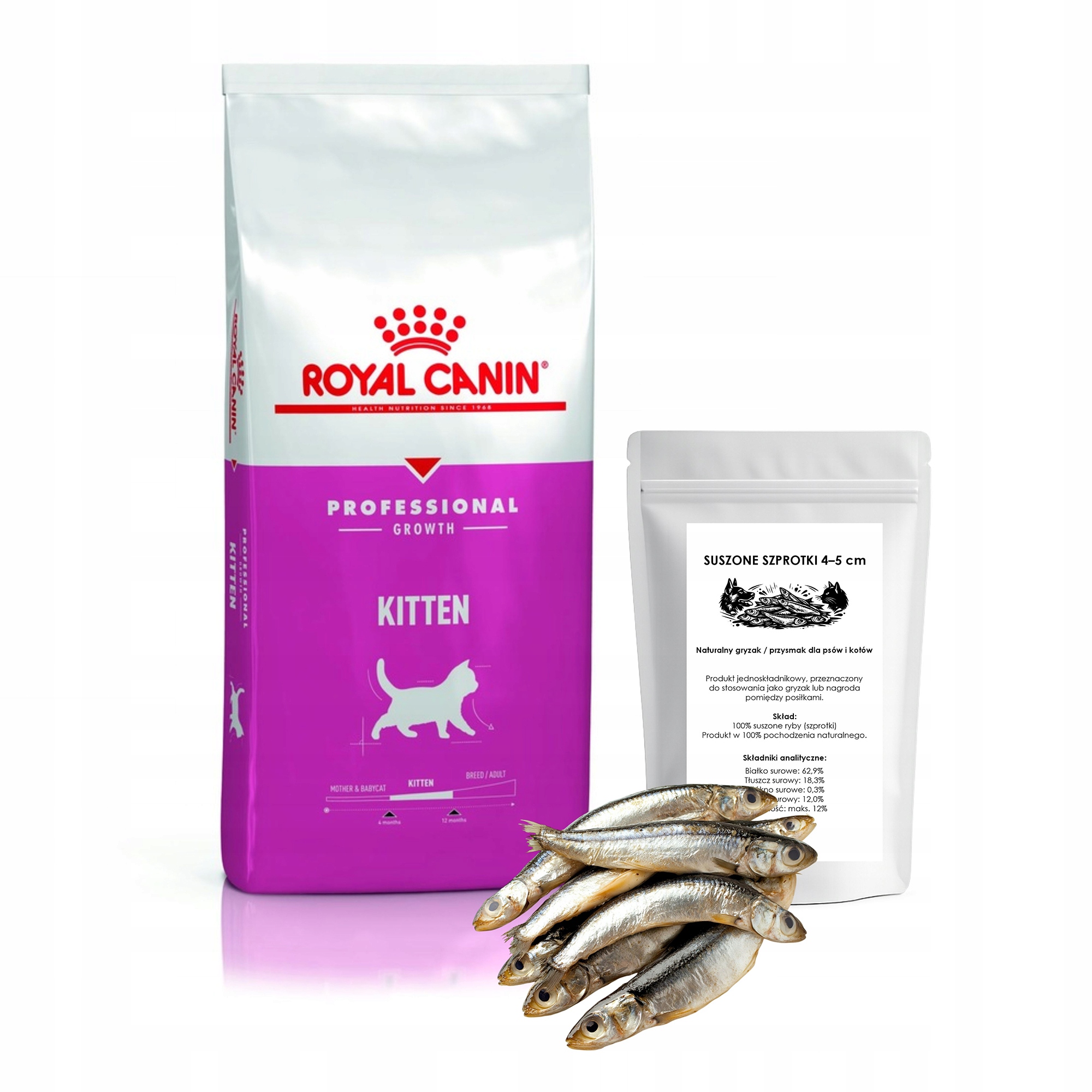 Levně Royal Canin Kitten 13 Kg Professional Dárek sušené šprotky