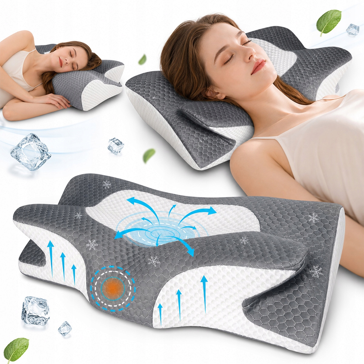 Poduszka Ortopedyczna Memory Foam Motyl Ergonomiczna Dla Bocznych Plecowyc