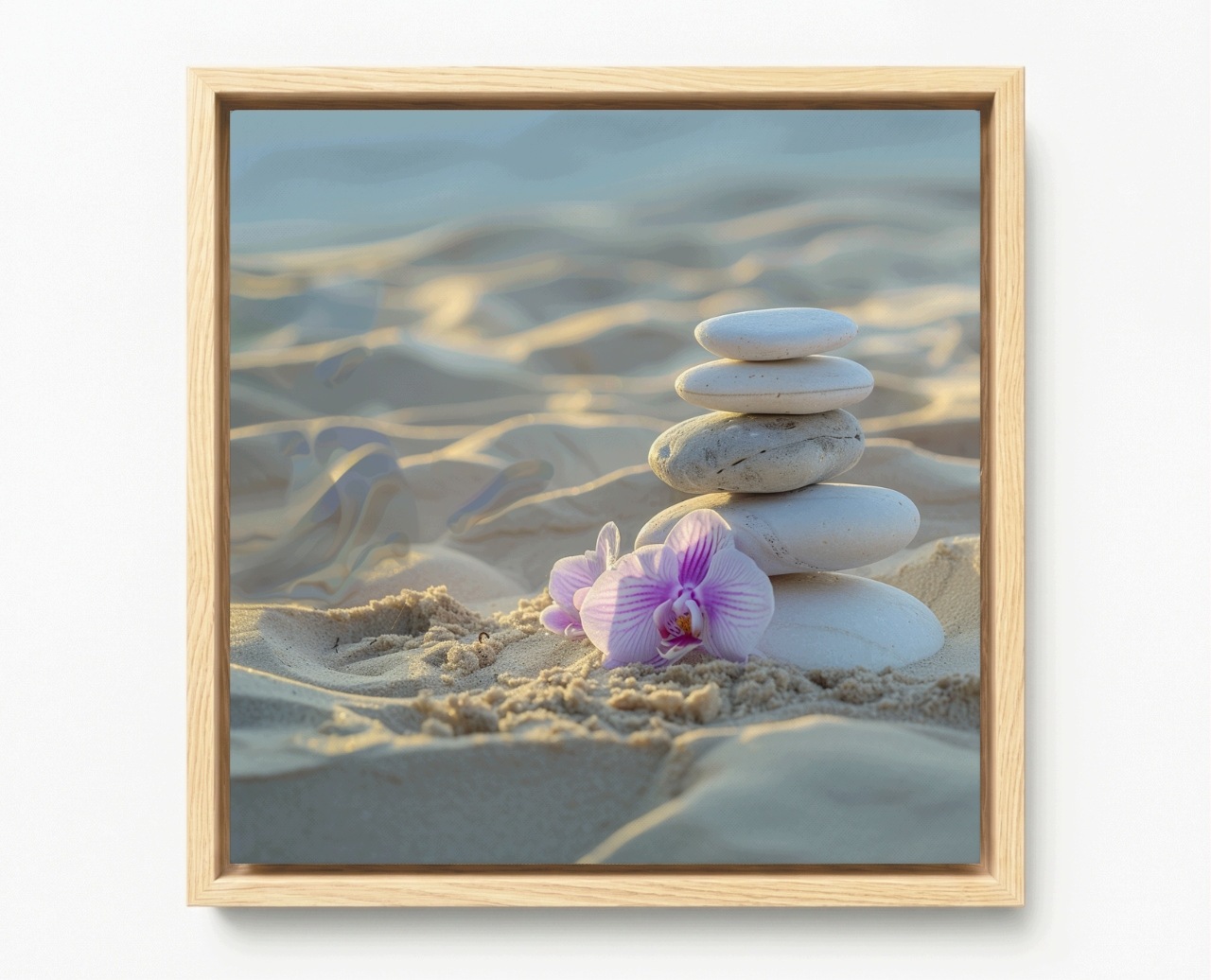 Obraz Rám Americký Box Pláž Kameny Zen Orchidej Rovnováha 40x40