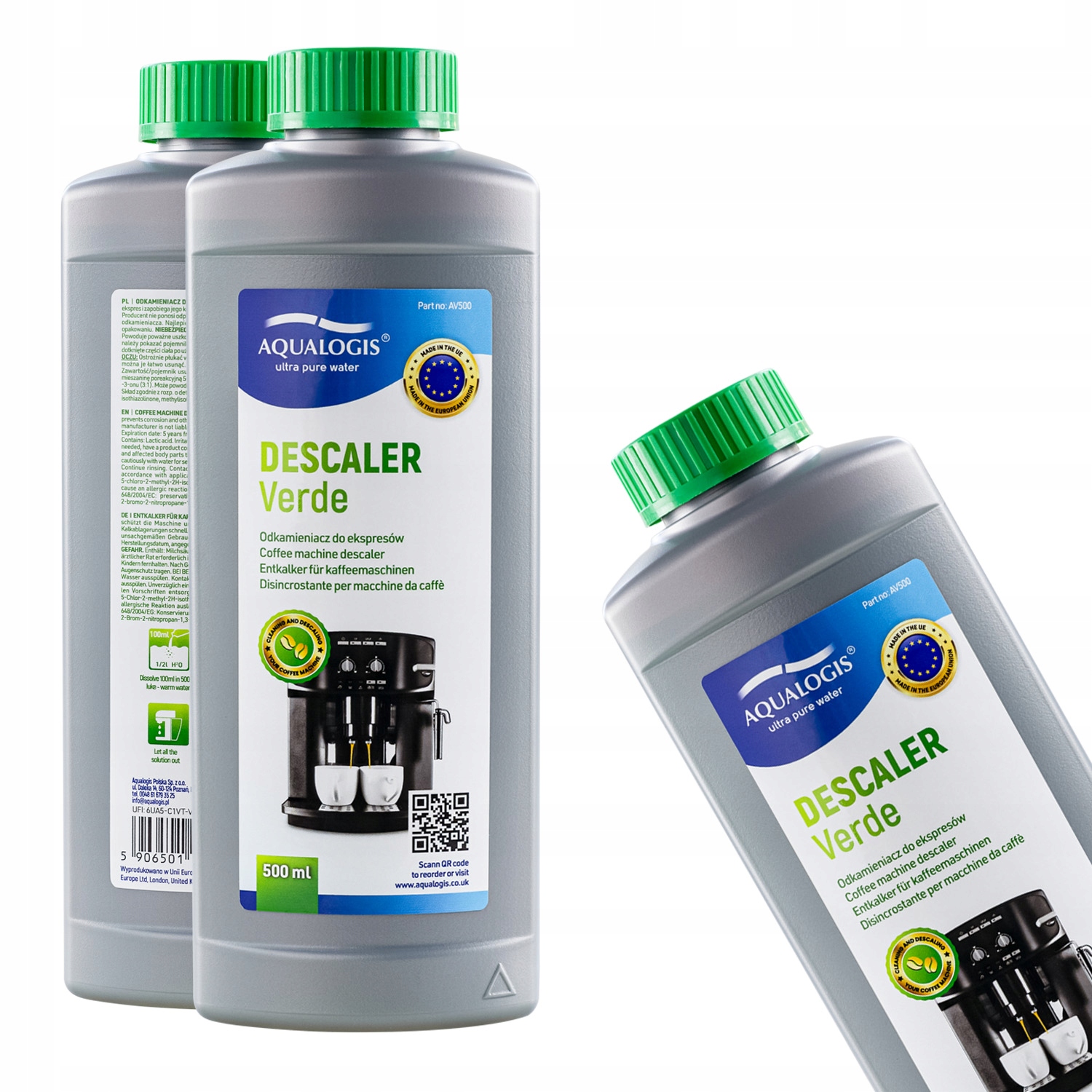 Odkamieniacz Aqualogis Verde 500ml Koncentrat Odkamieniający do ekspresów