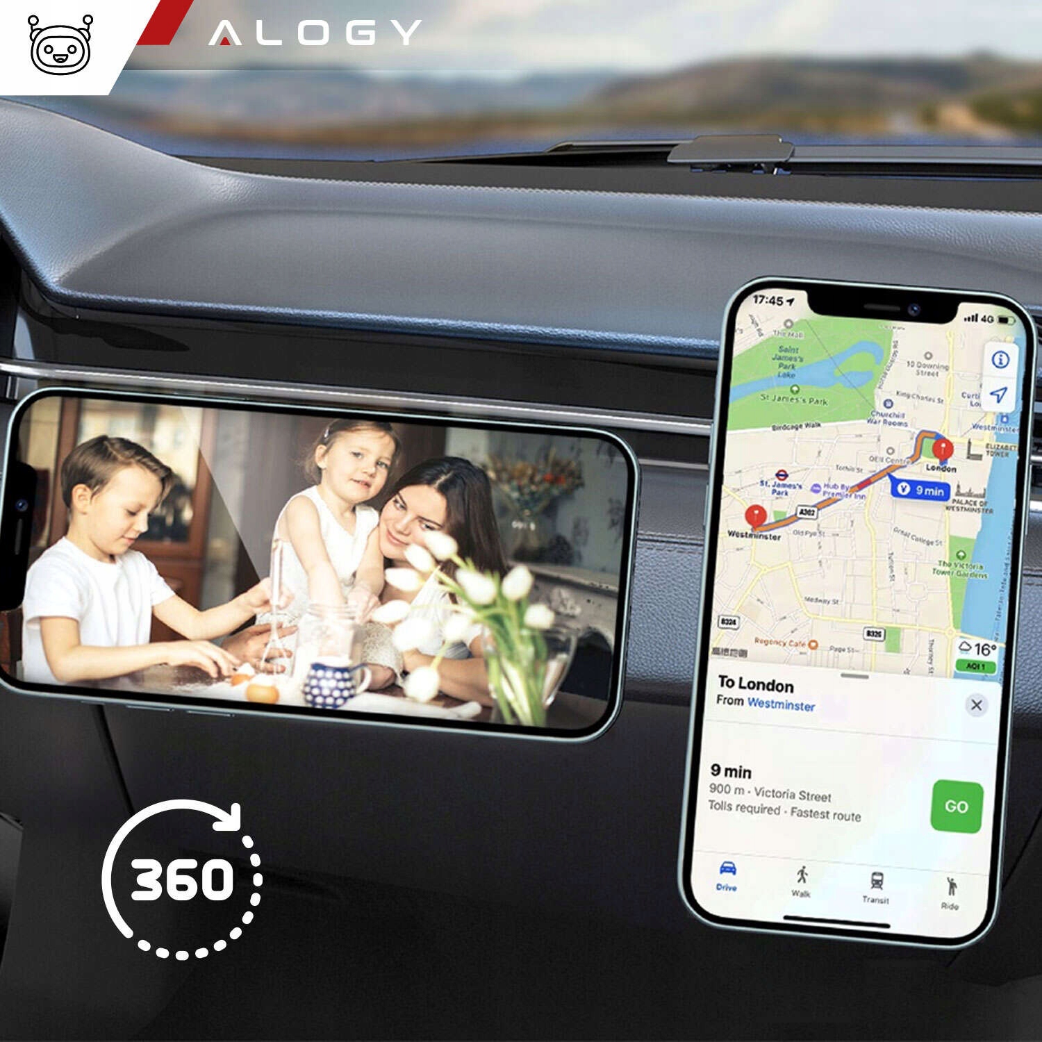 MAGNETYCZNY UCHWYT DO AUTA NA TELEFON UNIWERSALNY Kolor czarny