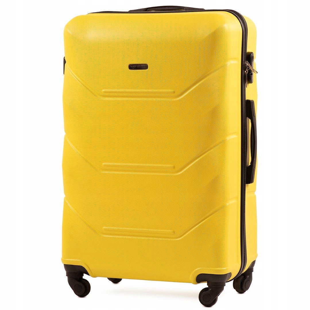 Duża Walizka L Pojemna Rodzinna 97L 28" Solidna 4 Koła Wings 147 Żółty