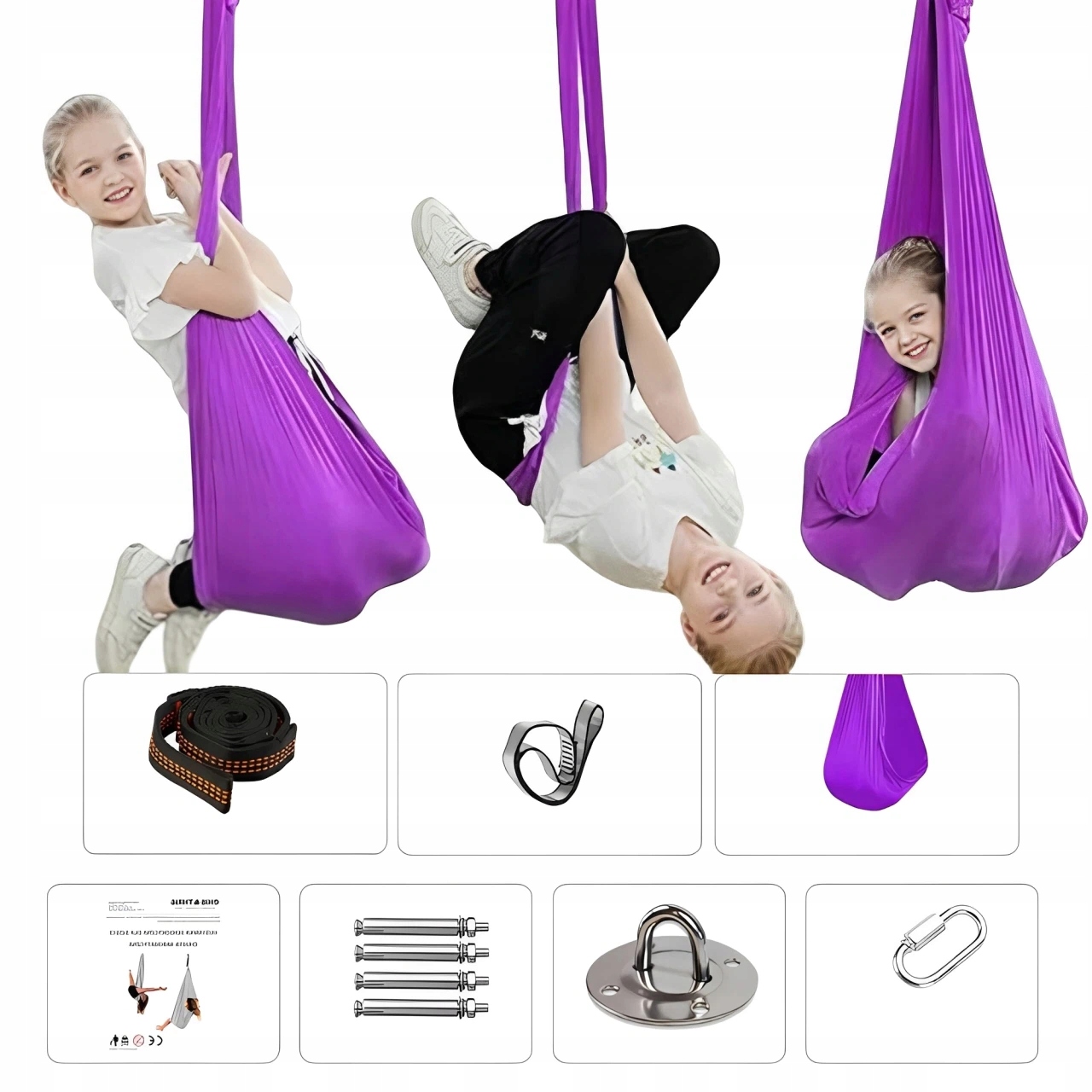 Hamak Chusta Akrobatyczna Dla Dzieci 2.8x1.5m Huśtawka Sensoryczna Bujak