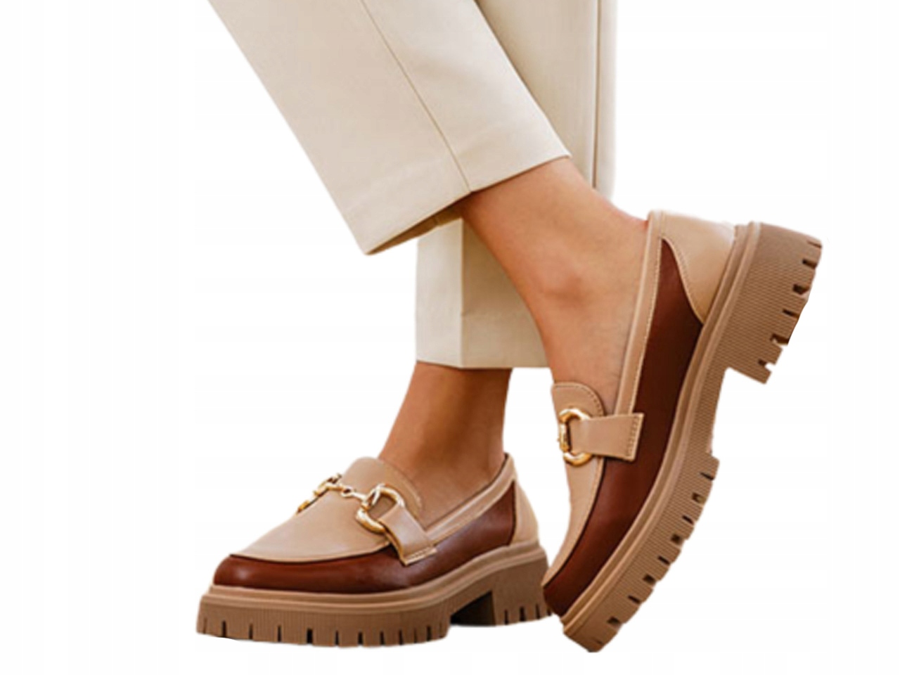 MOKASYNY PÓŁBUTY DAMSKIE NA PLATFORMIE SPRZĄCZKA