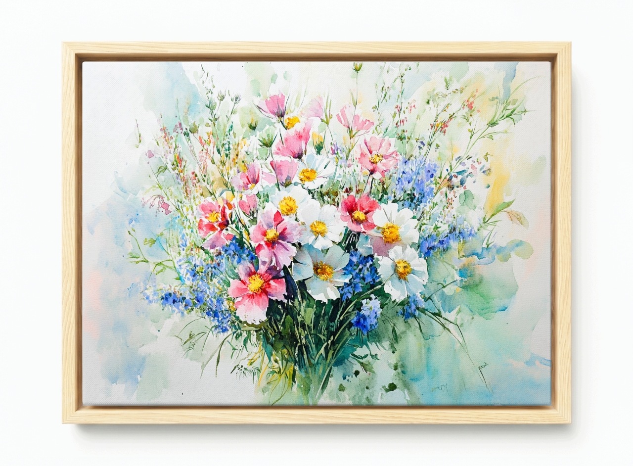 Obraz Rám Americký Box Polní Květiny Kytice Vázanka Příroda 60x40
